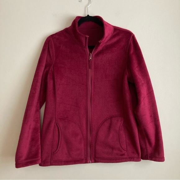Style & Co. Tops - Style & Co. Magenta Reversible Fleece and Plush Full Zip Sweatshirt M